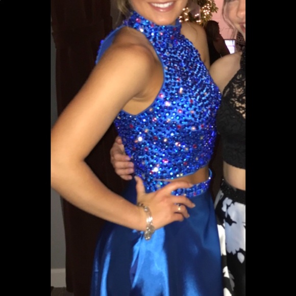 Royal Blue Two Piece Prom Dress - Picture 2 of 3